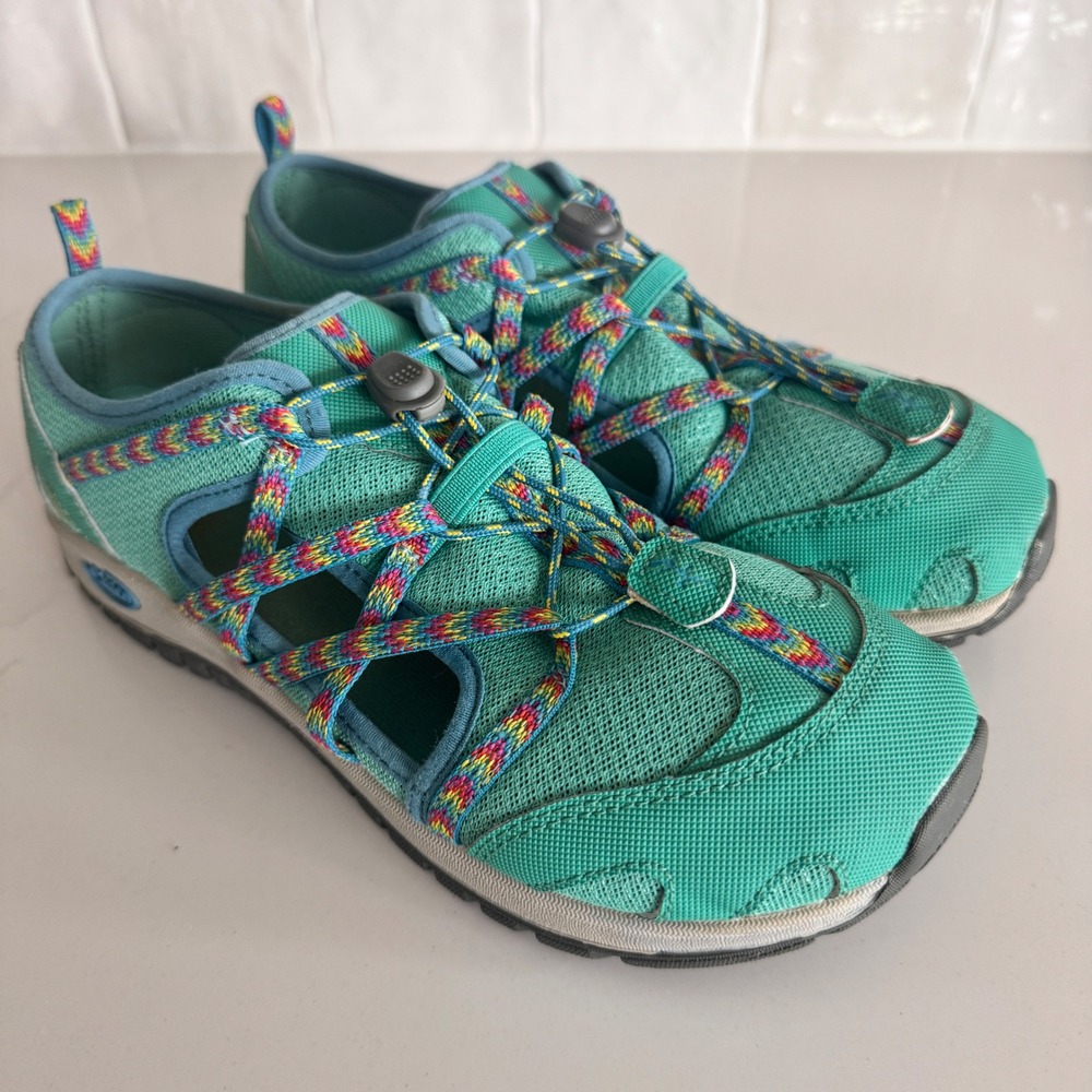 Chaco Outcross Kids Junior Size 5 Teal Rainbow Mesh Hiking Water‎ Shoes J180198